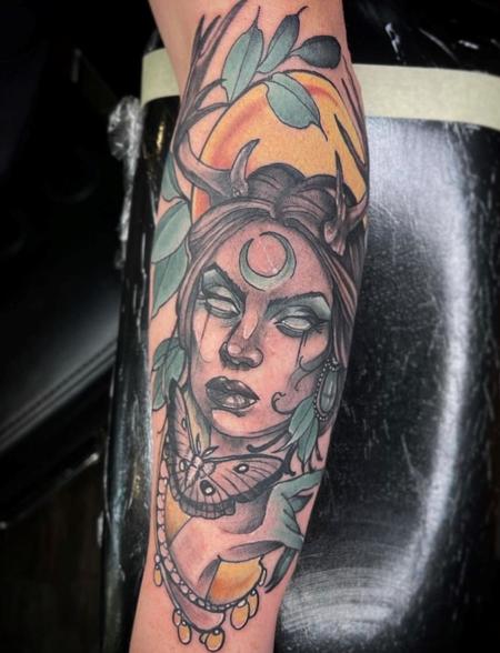 Tattoos - Al Perez Mood Goddess with Moth - 144359